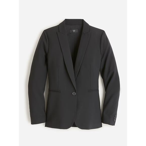 J. Crew Women's Black Parke Black Single Button Italian Stretch Wool Blazer 10 - Picture 1 of 8